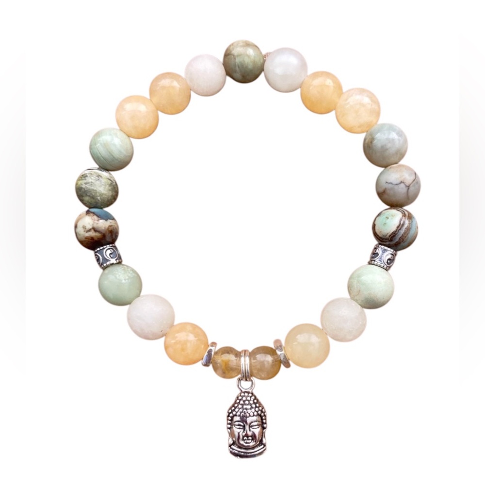 Dragon Skin Honey Jade Buddha Bracelet
